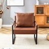 Modern PU Leather Accent Chair with Metal Frame, Industrial Lounge Armchair for Living Room Bedroom Office-3irtyhousy - 2 of 4