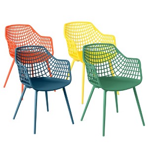 Costway 4 PCS Kids Chair Set Child-Size Chairs with Metal Legs Toddler Furniture Colorful - 1 of 4