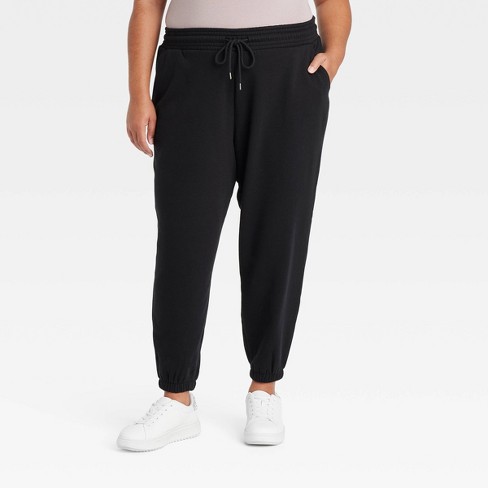 Women s High rise Tapered Ankle Fleece Joggers Ava Viv Black 3x Target