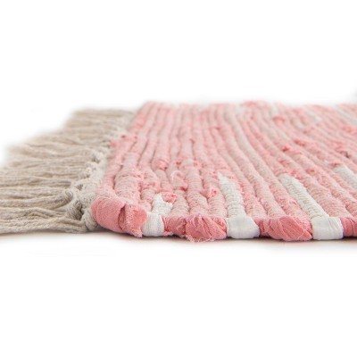 Handwoven Rose Geometric 5x8 Cotton Area Rug
