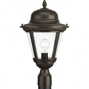 Progress Lighting Westport 1-Light Outdoor Post Lantern in Antique Bronze with Clear Seeded Glass Shade - 1 of 4