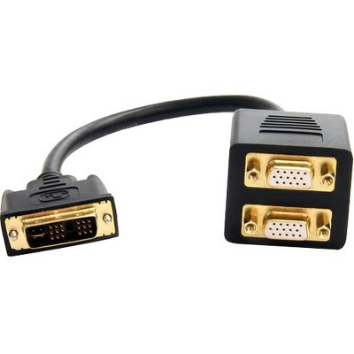 StarTech.com 1 ft DVI-I Analog to 2x VGA Video Splitter Cable - M/F - DVI-I (Single-Link) Male Video - HD-15 Female VGA - 1ft - Black