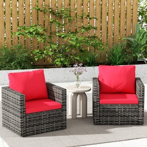 YOOCOZZ 2-Piece Patio Rattan Chair Set, PE Wicker with Cushions, Steel ...