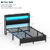 Besiost Bed Frame with Upholstered Storage Headboard, Bedframe with Charging Station and LED Light - 4 of 4