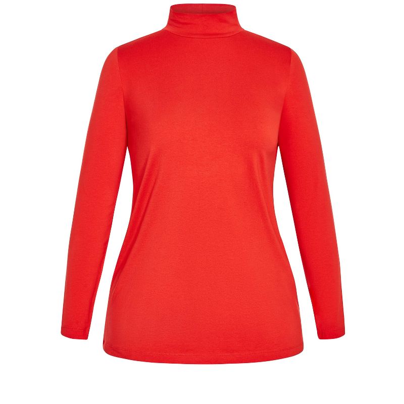 Women's Plus Size Organic Mock Neck Top - red | AVENUE, 3 of 4