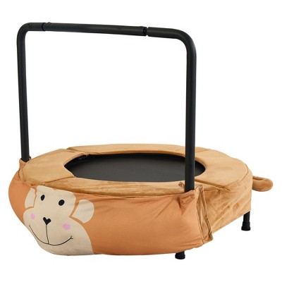NAYSAYE Trampoline Kids Indoor Outdoor Foldable Trampoline with Monkey Design for Fun Play and Easy Storage, Yellow and Black, 36.22"*8.46"*23.14"