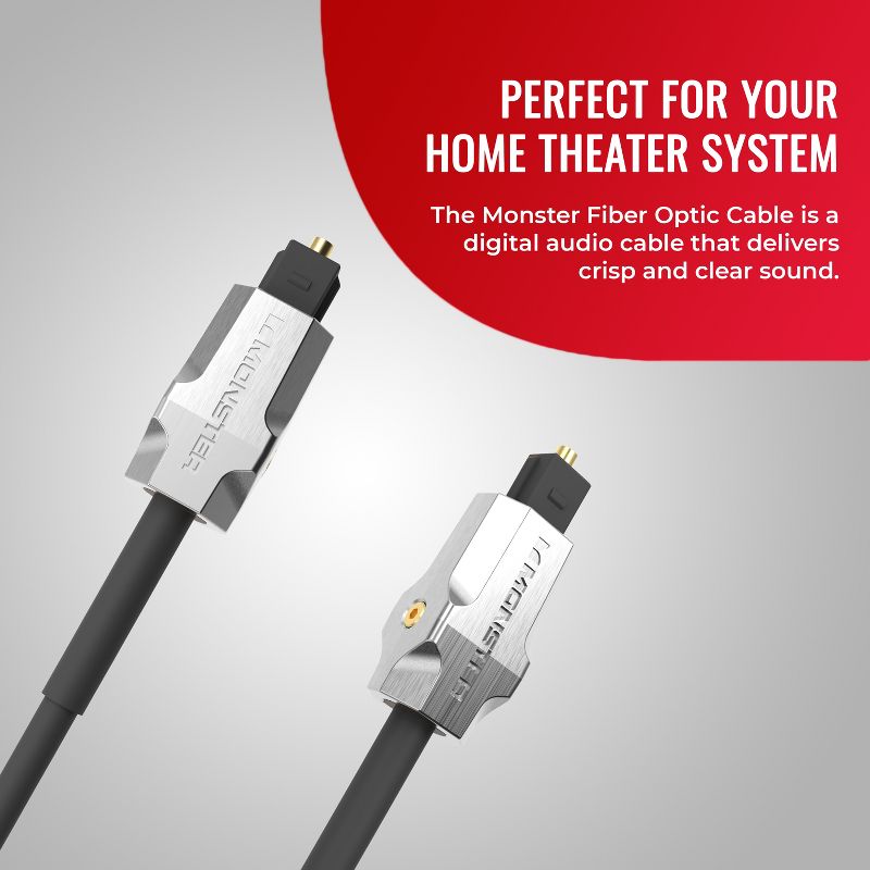 Monster Gen2 Essentials Digital Optical Toslink Cable - Crisp and Clear Surround Sound for Home Theaters and Streaming or Gaming Systems, 2 of 8