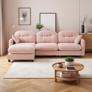 107" Chenille L-Shaped Modular Sectional Sofa with Ottoman - 1 of 4