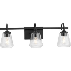 Progress Lighting Martenne 3-Light Vanity Light, Matte Black, Seeded Glass, Damp Rated. Elegant, versatile, and perfect for modern farmhouse - 1 of 3