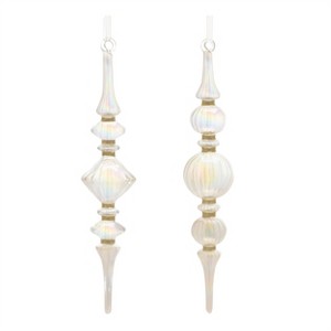 Clear Iridescent Finial Drop Ornament (Set of 12) - 1 of 2