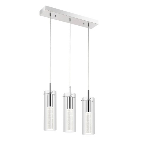 Mium Modern Style Iron/Crystal/Glass Integrated LED Linear Pendant Chrome - JONATHAN Y - image 1 of 4