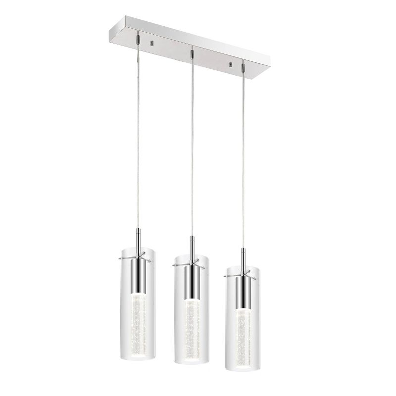 Mium Modern Style Iron/Crystal/Glass Integrated LED Linear Pendant Chrome - JONATHAN Y, 1 of 15