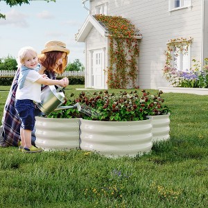 COZONY Metal Raised Garden Beds, 2 Pcs Flower-Shaped 12" Deep Planter Boxes, 0.6mm Galvanized Steel Growing Kit w/Tools & Gloves - 1 of 4