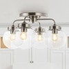 18" 4-Light Piper Farmhouse Rustic Iron/Glass LED Semi Flush Mount Nickel/Clear - JONATHAN Y - 3 of 4