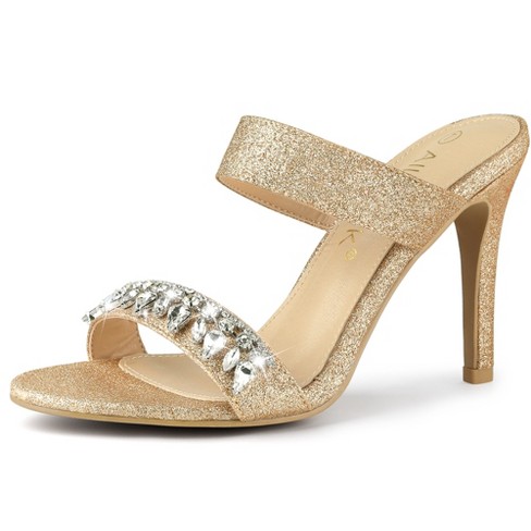 Allegra K Women's Glitter Rhinestone Stiletto Heels Sandals : Target