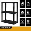 Angel Sar 3-Tier Plastic Storage Shelf, Heavy Duty Garage Shelving Unit 39"H x 30"W x 14"D, 300 lbs Capacity, Tool-Free Assembly, Black - 2 of 4
