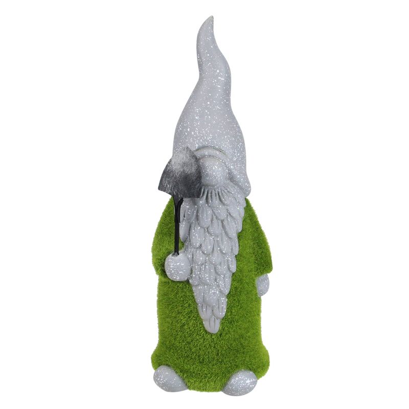 Northlight 14" Faux Moss Covered Gnome with Shovel Outdoor Garden Statue, 1 of 4