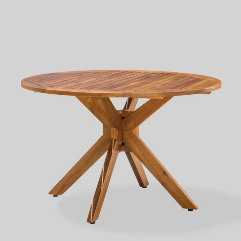 Outdoor Patio Dining Table Teak, Round Wooden Patio Dining Table