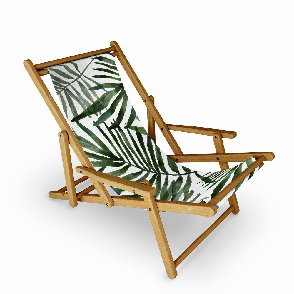 Photos - Garden Furniture Marta Barragan Camarasa Watercolor Simple Leaves Sling Chair - Deny Design