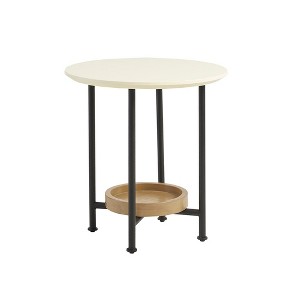 VYNXARIA Oval End Table with White Top and Natural Shelf - 1 of 4