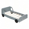 Car Bed Twin, Car Bed For Boys Car Shaped Platform Bed With Wheels, Headboard And Footboard, Wood Slat Support No Box Spring Needed - 2 of 4