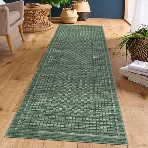 Checkered Washable Area Rugs Modern Floor Mats with Non-Slip Backing - 1 of 4