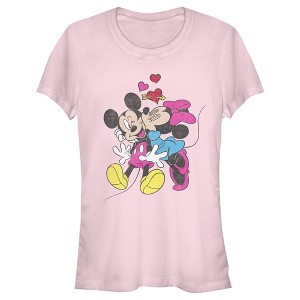 Juniors Womens Mickey & Friends Valentine's Day Minnie Mouse Smooch T-Shirt - 1 of 4