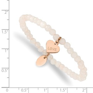 Chisel Stainless Steel Polished Rose IP-plated LOVE Heart 4mm Jade Beaded Stretch Bracelet - 1 of 3