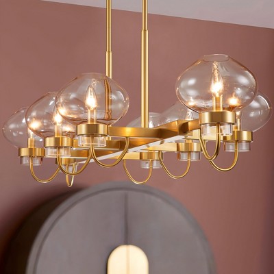 Rennnsan Orlessa 57"W 8-Light Bubble Linear Glass Modern Dimmable Kitchen Island Pendant in Gold
