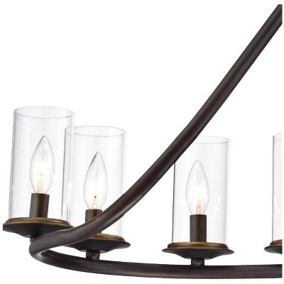 Heritage Bronze 10-Light Linear Island Chandelier with Clear Glass