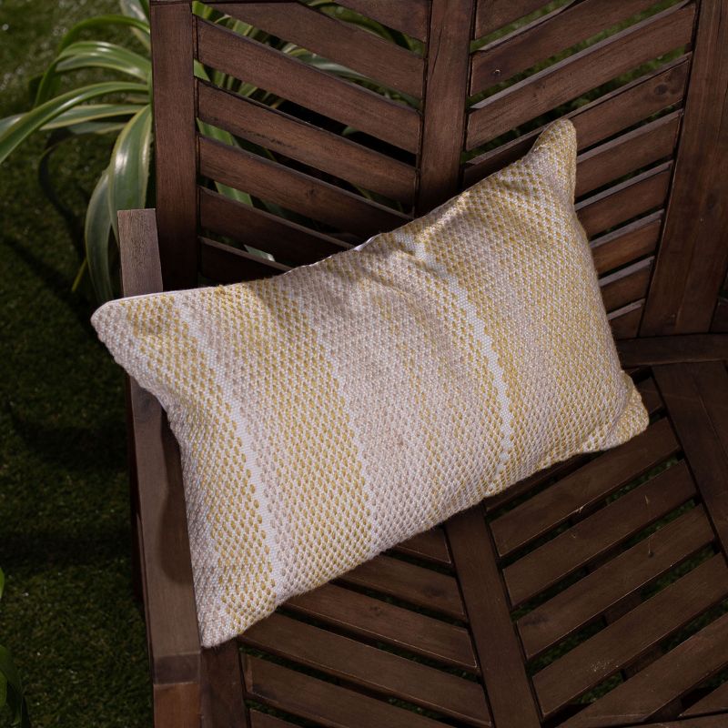 Yellow & Gray 14X22 Hand Woven Filled Outdoor Pillow - Foreside Home & Garden, 2 of 6