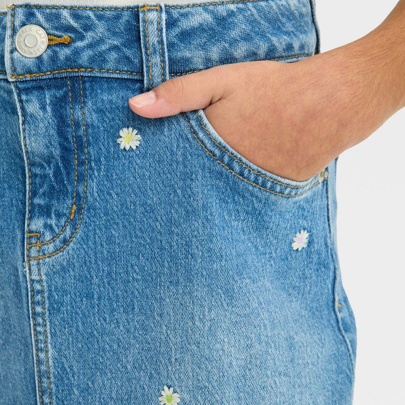 Girls&#39; High-Rise Daisy Embroidered Jean Skirt - Cat &#38; Jack&#8482; Medium Wash, 5 of 6