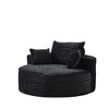 Akoasm 55 in. W Modern Fluffy Dual Purpose Corduroy Foam Single Sofa For Living Room & Bedroom-Black - 3 of 4