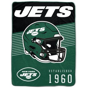 NFL New York Jets Helmet Stripes Flannel Fleece Blanket - 1 of 3
