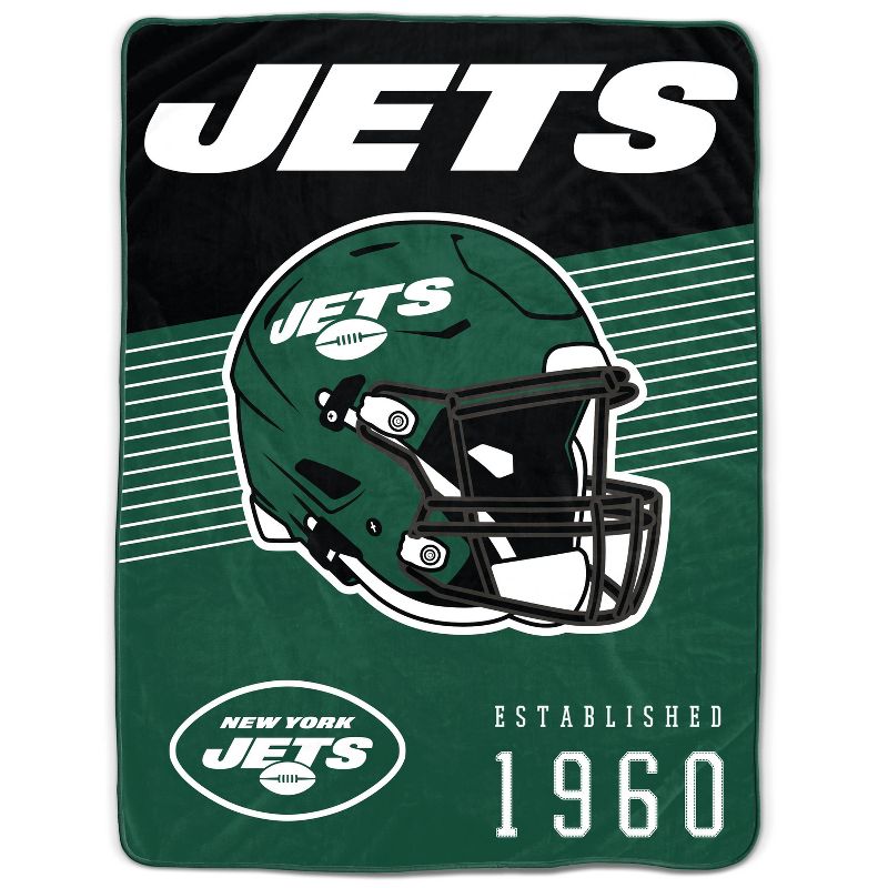 NFL New York Jets Helmet Stripes Flannel Fleece Blanket, 1 of 4