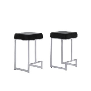 Best Master Furniture,Dorrington Velvet Backless Counter Height Stool (Set of 2) - 1 of 2