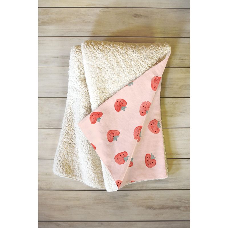 Emanuela Carratoni Strawberries on Pink Fleece Blanket - Deny Designs, 2 of 3