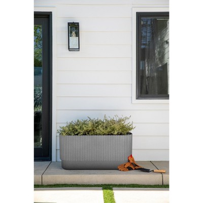 Demi 30" Gray Concrete-Composite Long Planter Set