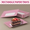 Hachikiko Pink and White Buffalo Plaid Plates, Pink Checkered Disposable Paper Food Trays for Dessert Appetizers Snack Hotdog Rectangular Platters - 4 of 4