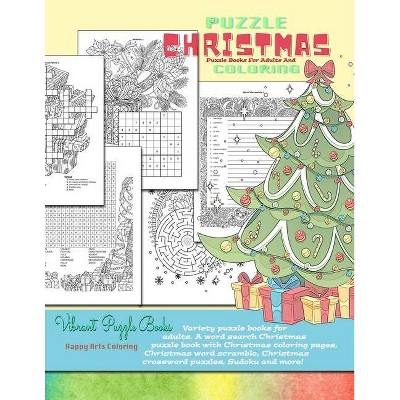 CHRISTMAS puzzle books for adults and coloring. Variety puzzle books for adults. A word search Christmas puzzle book with Christmas coloring pages,