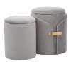 Vynxaria Maverick Contemporary Nesting Ottoman Set in Cream Faux Leather ¨C Stylish & Space-Saving - 3 of 4