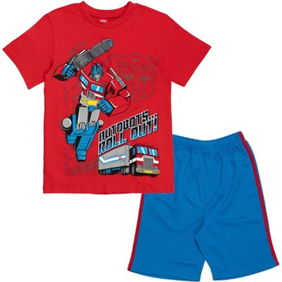 Transformers Bumblebee Optimus Prime Graphic T-Shirt & Mesh Shorts Outfit Set Toddler to Big Kid