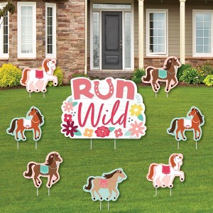 Big Dot of Happiness Run Wild Horses - Yard Sign and Outdoor Lawn Decorations - Pony Birthday Party Yard Signs - Set of 8 - 1 of 4