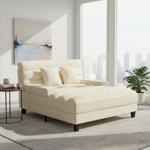 Merax Modern Chenille Adjustable Chaise Lounge Sofa with RGB LED Lighting - 1 of 4