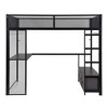 CAVINAS Full Size Loft Bed Modern Metal Bed Frame with Desk, 3 Linen Drawers, LED and Guardrail for Bedroom - 3 of 4