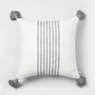 18" x 18" Center Stripes Throw Pillow Jet Gray - Hearth & Hand™ with Magnolia