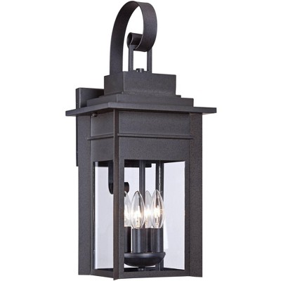 Franklin Iron Works Traditional Outdoor Wall Light Fixture Black Specked Gray Carriage 21" Clear Glass for Exterior Patio Porch