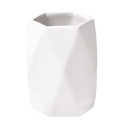 Evideco French Home Goods Geometric Stoneware Bathroom Tumbler Diamond Design for Toothbrush Holder, Makeup Brush Cup or Organizer