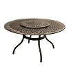 7pc Patio Dining Set with 59" Ornate Traditional Mesh Lattice Aluminum Round Table with Lazy Susan - Bronze - Oakland Living: UV-Resistant - 3 of 4