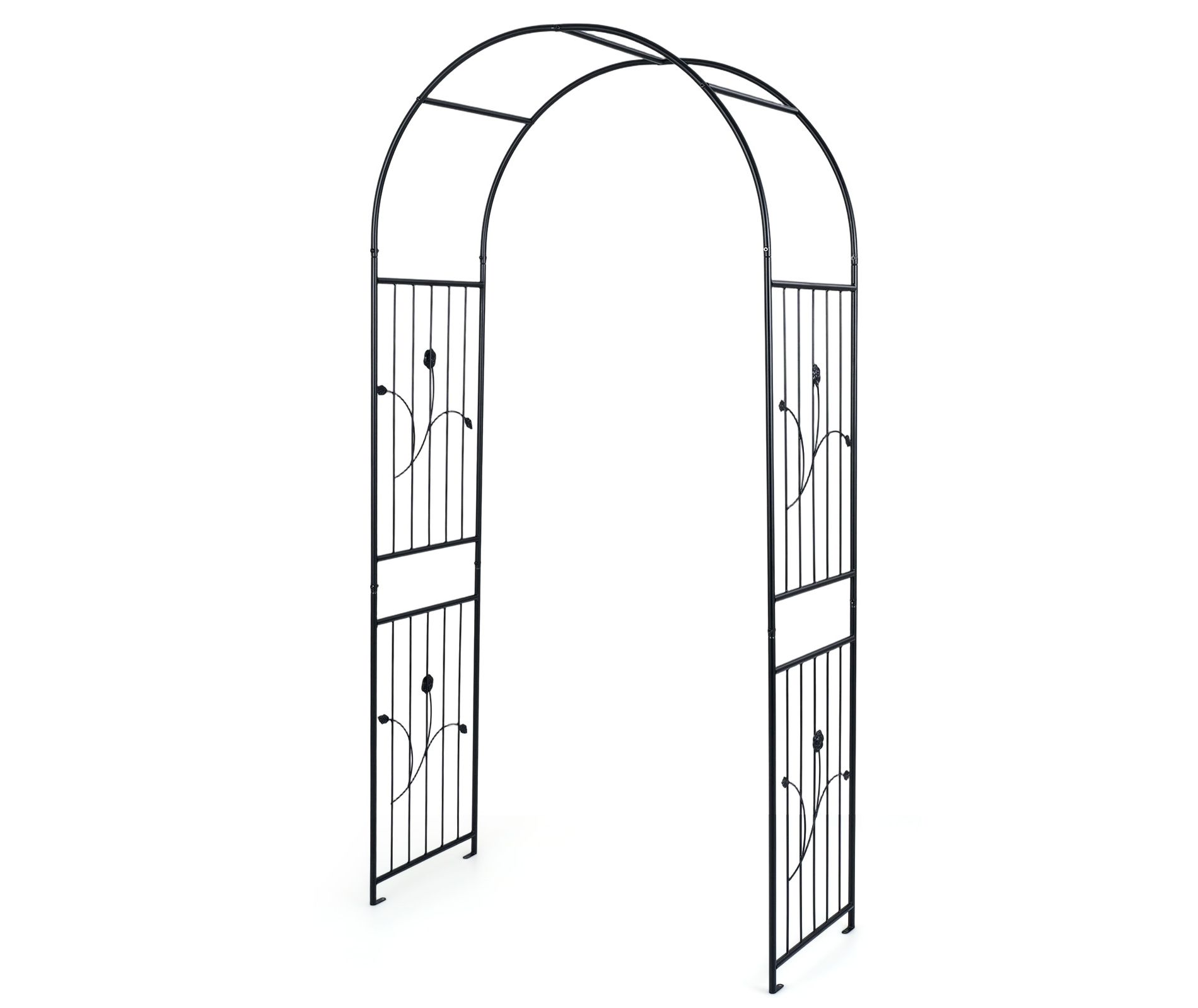 Gymax Garden Arch 87" Tall Heavy Duty Metal Arbor Trellis Archway for Climbing Plants